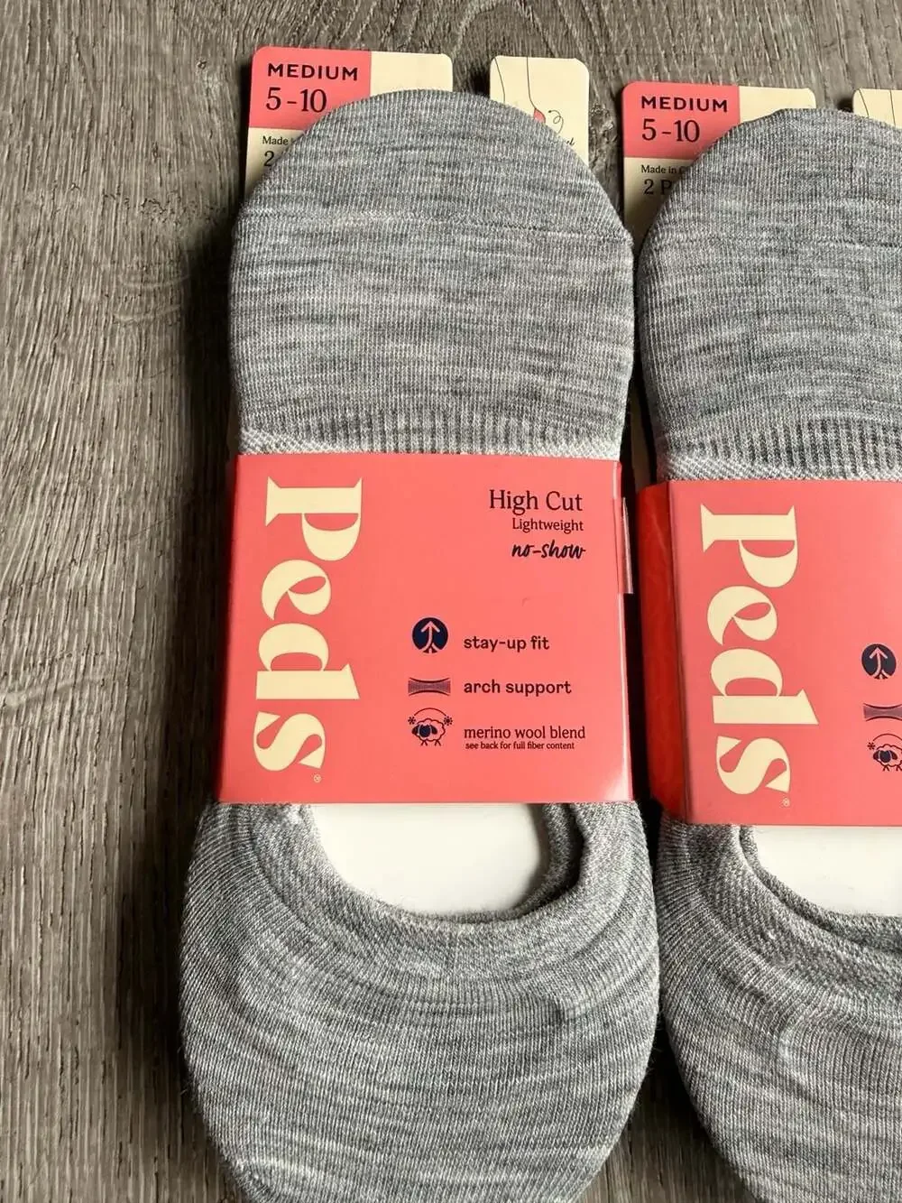 Peds Women's High Cut Lightweight No-Show Merino Wool Blend Liner Socks, 3 Pairs